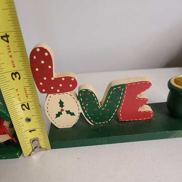 2 - Vintage Wooden LOVE Candle Holder 1- Santa front of house Christmas theme - Picture 6 of 10